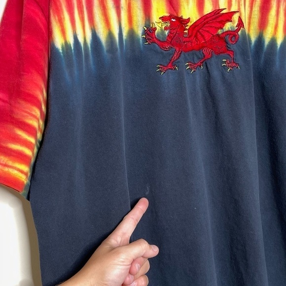 Vintage 90s Tie Dye Dragon T Shirt Embroidered - Picture 5 of 5
